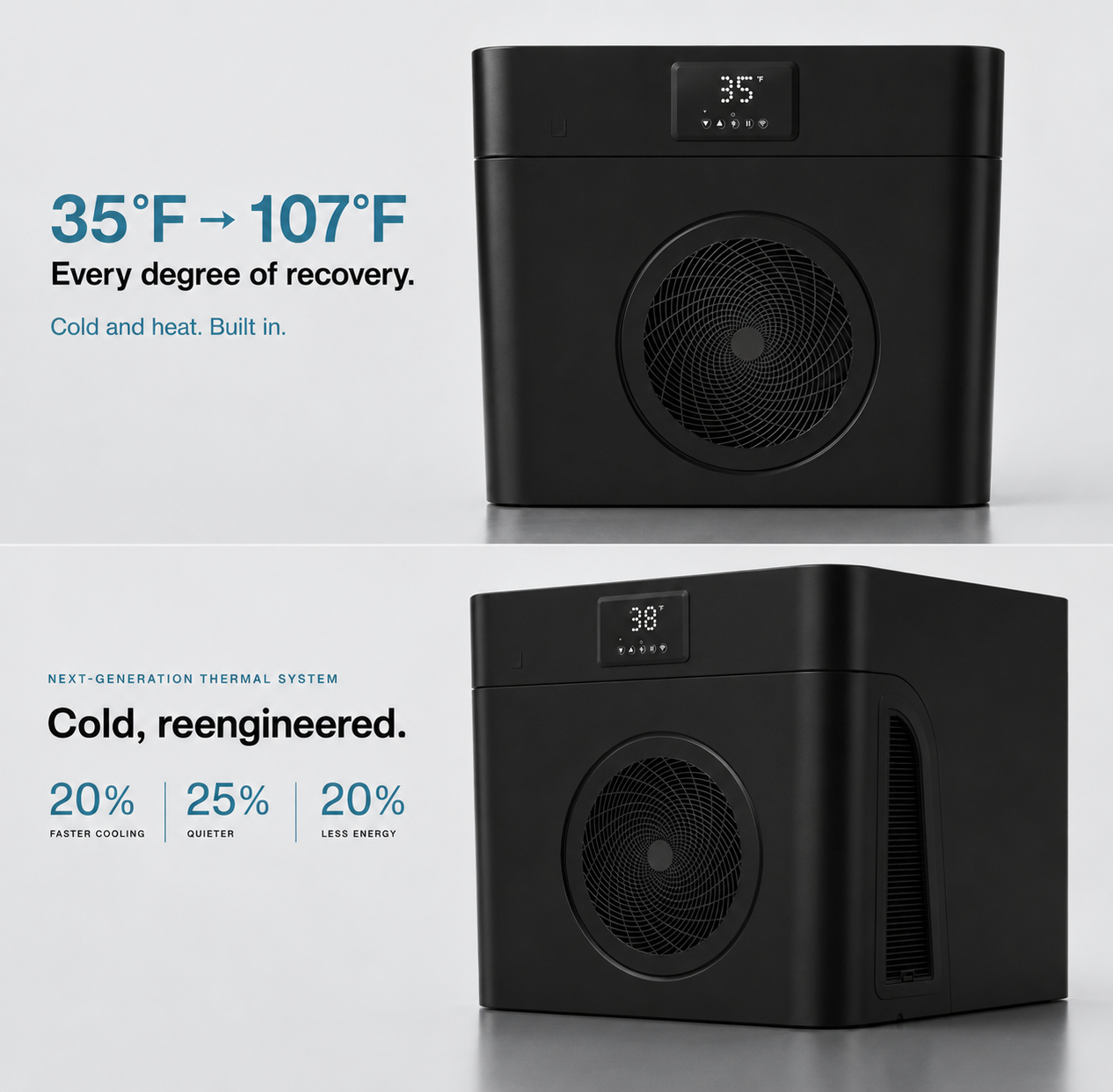 Vantis Zero thermal unit showing the digital control panel set to 35 degrees Fahrenheit